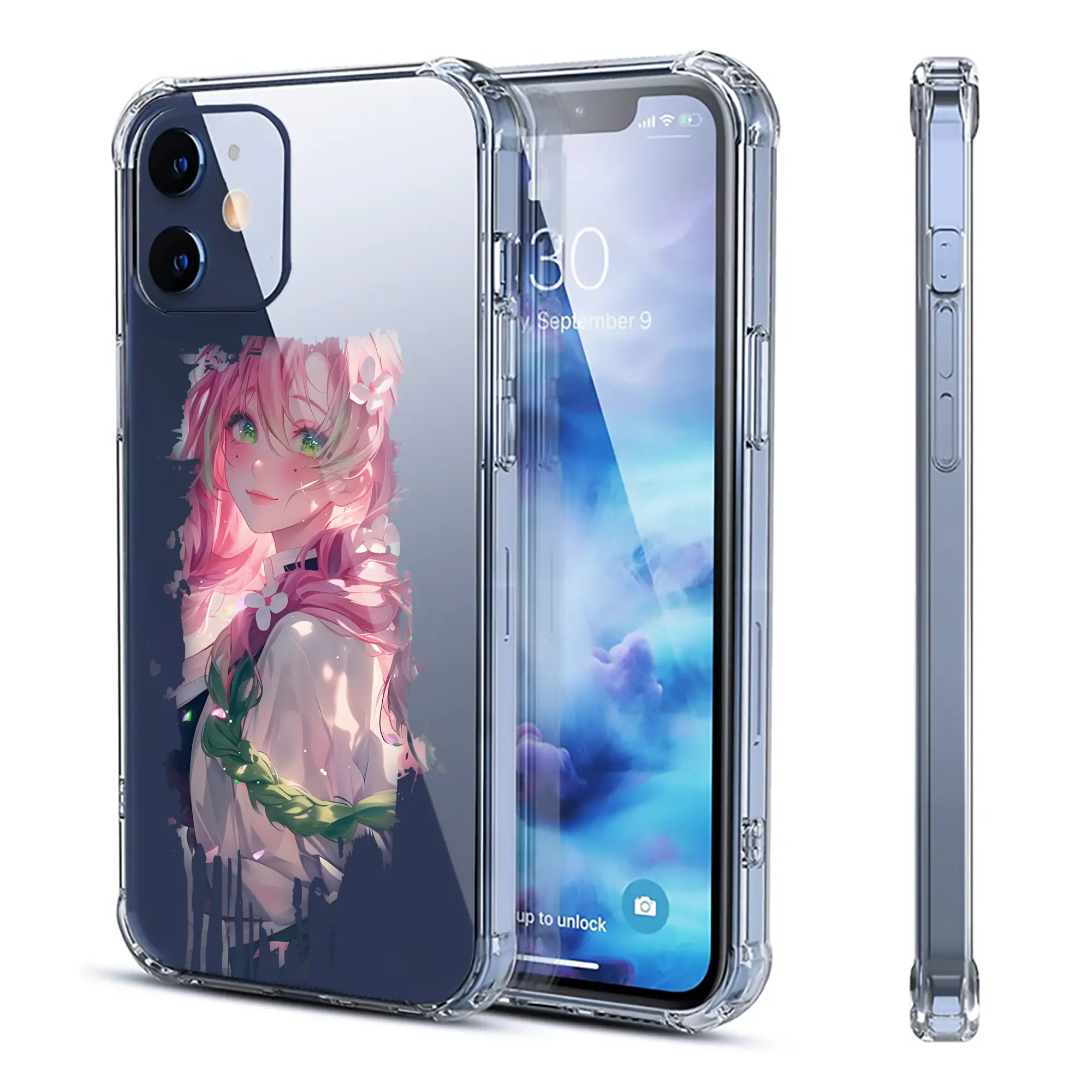 鬼滅の刃 グッズ,甘露寺 蜜璃 - IPhone 12シリーズ対応 ・ 透明スマホケース ・ クリアソフトケース ・ TPU素材 ・ 耐衝撃 ・ 高密着 ・ 防汚 防指紋 ・ 簡単着脱